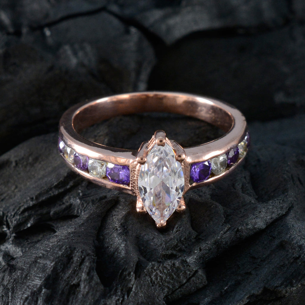 Amethyst multiple Korean 92.5 Silver Purple Gemstones Whisper thin Love Ring Jewelry