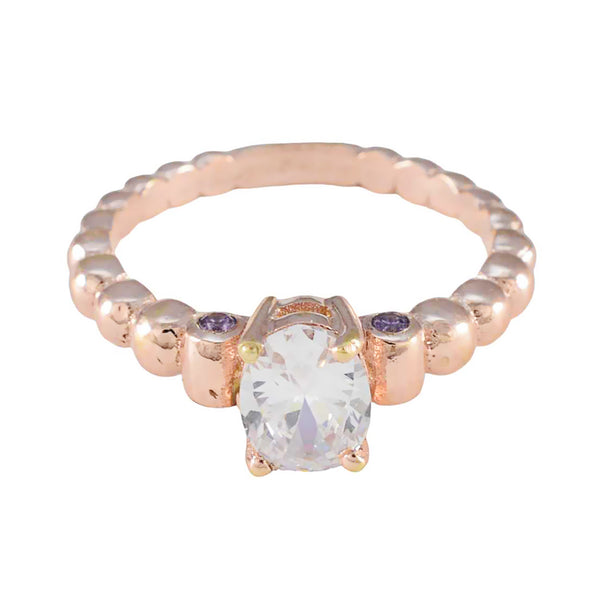 Amethyst Penta Korean Silver Purple Gemstones Whisper thin Love Ring Jewelry