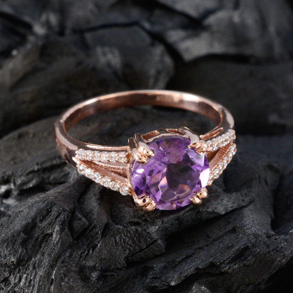 Amethyst Halo American 925 Silver Purple Gemstone Whisper thin Love Ring Jewellery