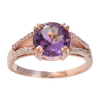 Amethyst Halo American 925 Silver Purple Gemstone Whisper thin Love Ring Jewellery