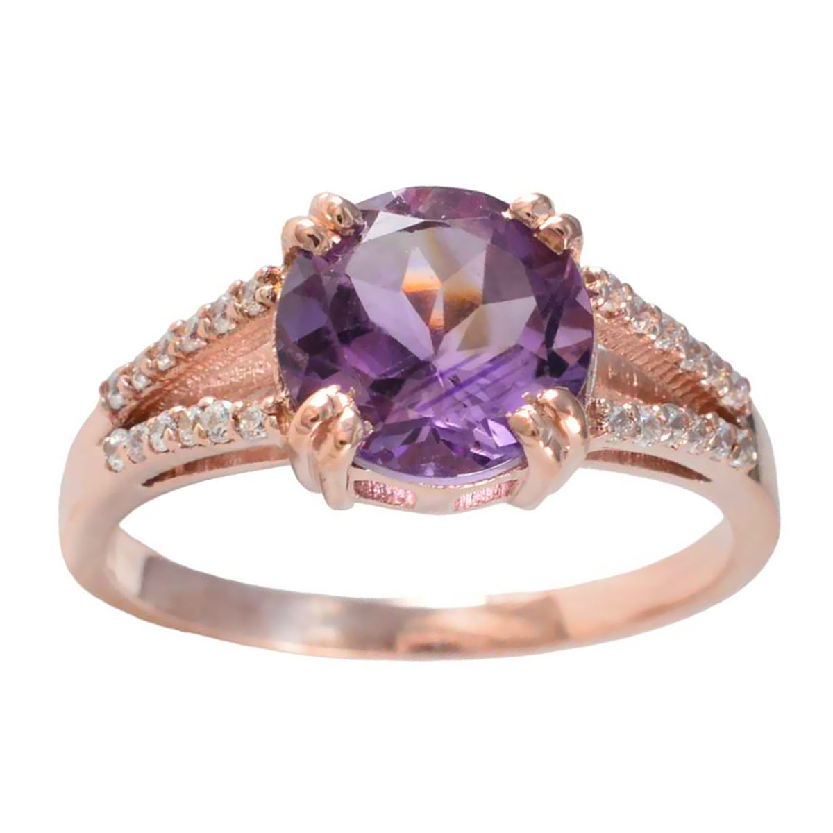 Amethyst Halo American 925 Silver Purple Gemstone Whisper thin Love Ring Jewellery