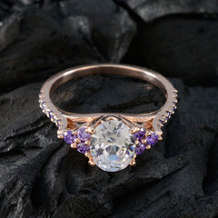 Крупномасштабное серебряное кольцо riyo с покрытием из розового золота, аметист, камень овальной формы, закрепка зубца, ювелирные изделия ручной работы, кольцо на день матери