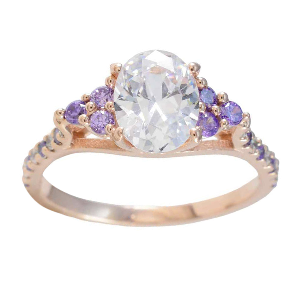 Amethyst Halo American 925 Silver Purple Gemstone Delicate Trendy Ring Jewellery