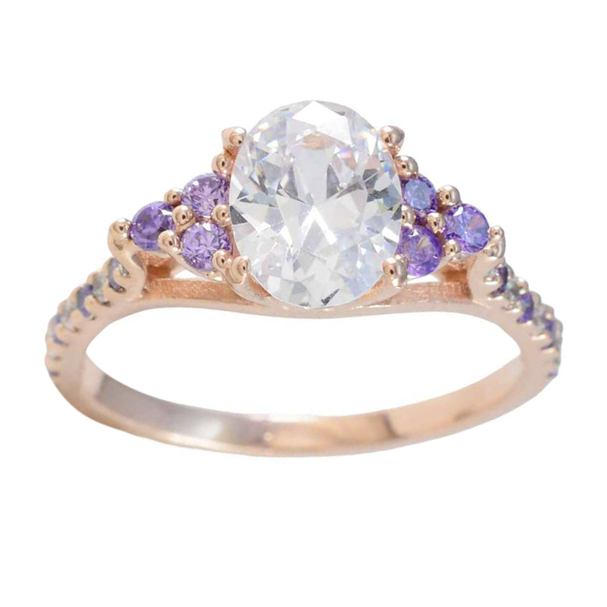Amethyst Halo American 925 Silver Purple Gemstone Delicate Trendy Ring Jewellery
