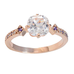 Riyo Lovable Silver Ring With Rose Gold Plating Amethyst Stone Cushion Shape Prong Setting Custom Jewelry New Year Ring