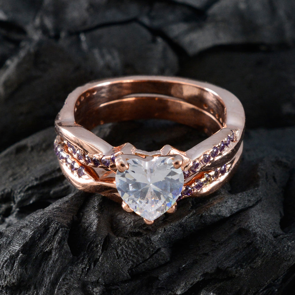 Amethyst Halo Latin American 92.5 Silver Purple Gemstones Eye catching Heart Ring Jewellery