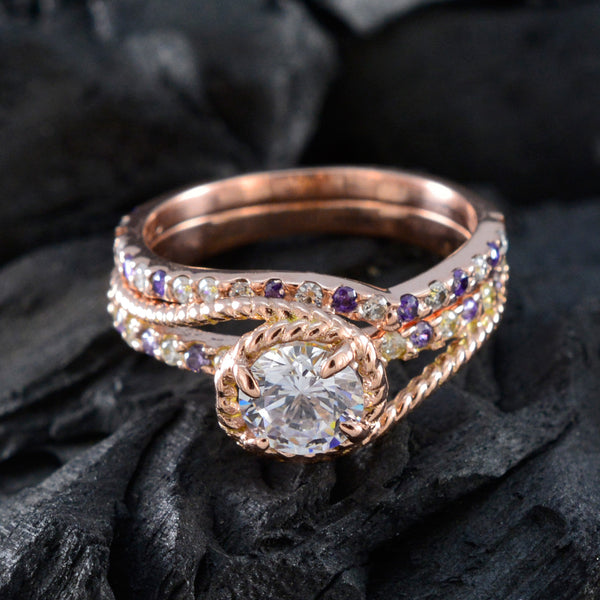 Amethyst Halo Indian Silver Purple Gemstone Whisper thin Promise Ring Jewelry