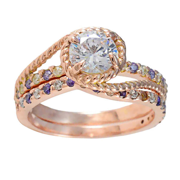 Amethyst Halo Indian Silver Purple Gemstone Whisper thin Promise Ring Jewelry