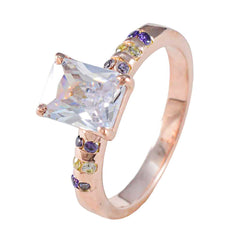 Серебряное кольцо Riyo Prime с покрытием из розового золота, камень с аметистом, восьмиугольная форма, закрепка зубцов, антикварное ювелирное кольцо, кольцо на день рождения