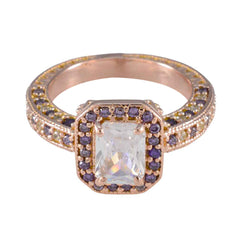Серебряное кольцо riyo оптом с покрытием из розового золота, аметист, восьмиугольная форма, закрепка зубца, стильное ювелирное украшение, коктейльное кольцо