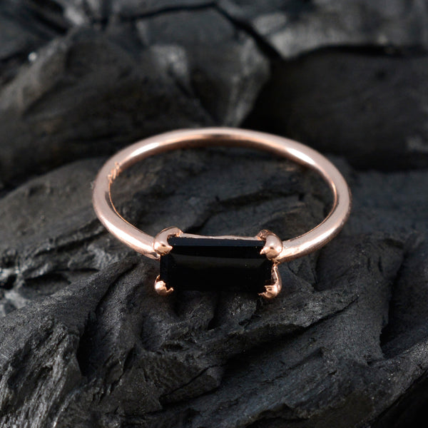 Black Onyx Solitaire American 925 Silver Black Gemstones Delicate Sophisticated Ring Jewelry