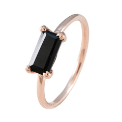 Black Onyx Solitaire American 925 Silver Black Gemstones Delicate Sophisticated Ring Jewelry