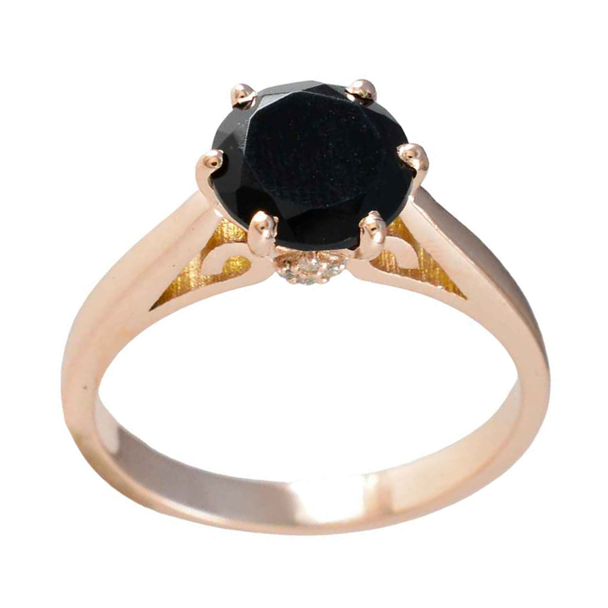 Black Onyx Solitaire Korean 92.5 Silver Black Gemstone Delicate Graceful Ring Jewelry