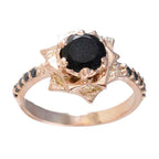 Black Onyx Halo Indian 925 Silver Black Gems Delicate Contemporary Ring Jewelry
