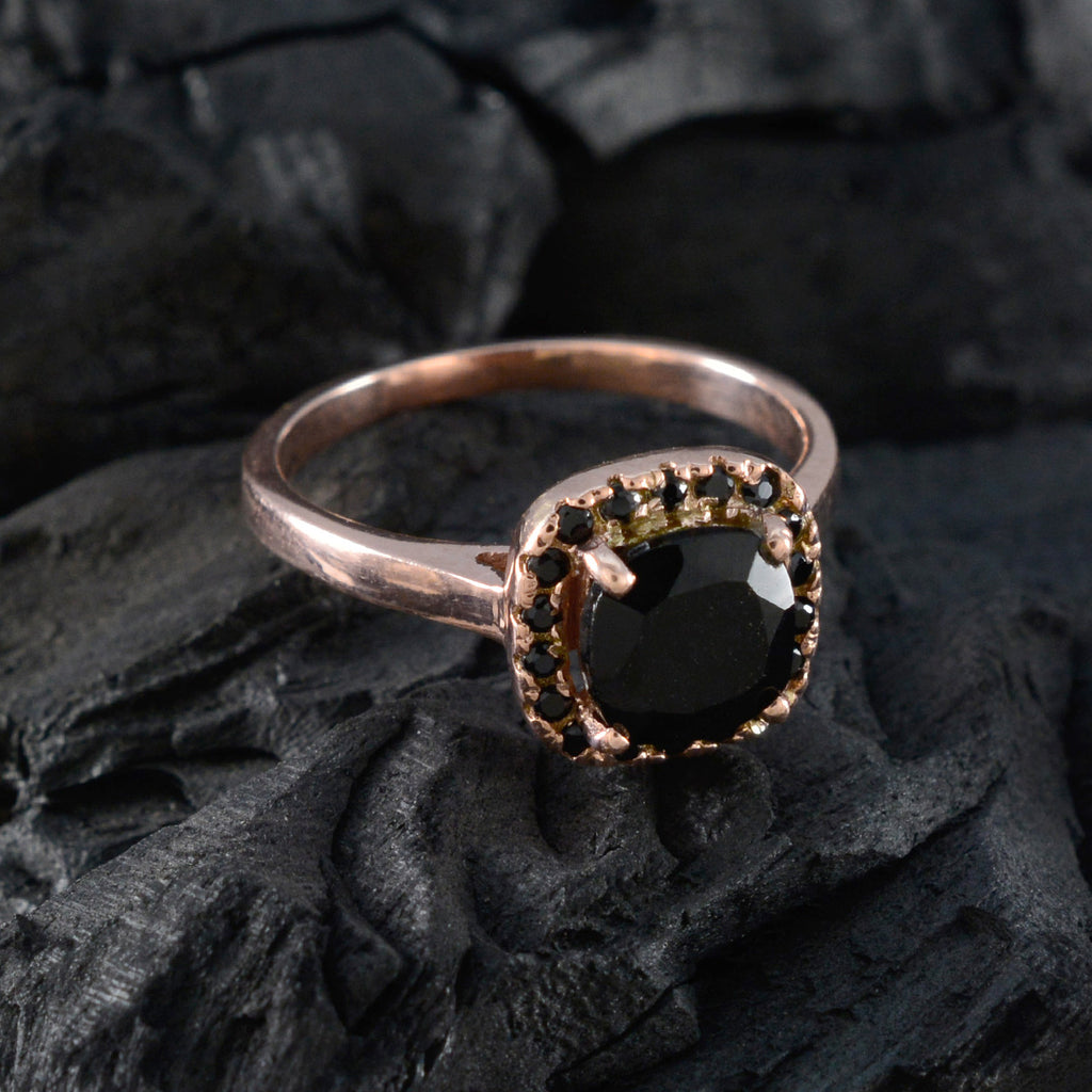 Black Onyx Halo American 925 Silver Black Gems Delicate Romantic Ring Jewellery