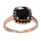 Black Onyx Halo American 925 Silver Black Gems Delicate Romantic Ring Jewellery