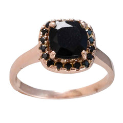 Превосходное серебряное кольцо riyo с покрытием из розового золота, черный оникс, камень в форме подушки, установка зубца, ювелирное изделие на заказ, коктейльное кольцо