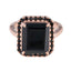 Black Onyx Halo American 925 Sterling Silver Black Gems Mid weight Romantic Ring Jewellery