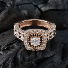riyo leverans silverring med roséguldplätering blå safir cz sten rund form stift inställning designer smycken fars dag ring