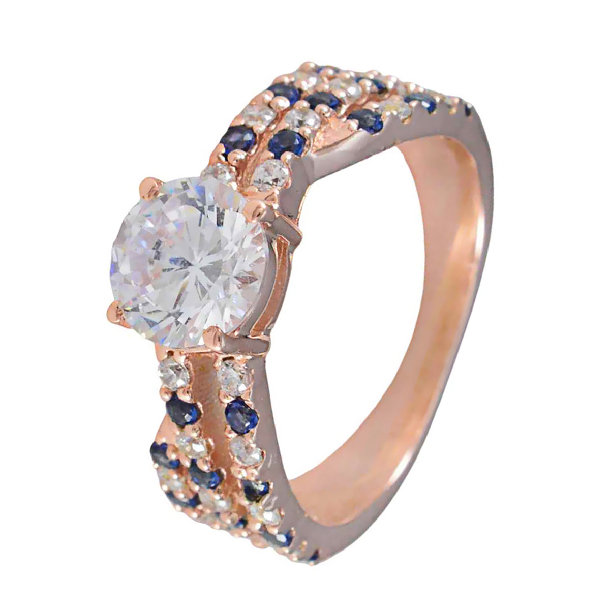Винтажное серебряное кольцо riyo с покрытием из розового золота, синий сапфир, камень cz, овальная форма, установка зубца, антикварное ювелирное кольцо, кольцо на Хэллоуин