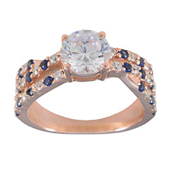 anello vintage in argento riyo con placcatura in oro rosa zaffiro blu pietra cz forma ovale con montatura a punta gioielli antichi anello di halloween