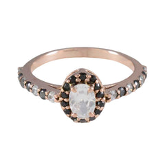 Красивое серебряное кольцо Riyo с покрытием из розового золота, синий сапфир, овальная форма, закрепка зубца, модные украшения, обручальное кольцо