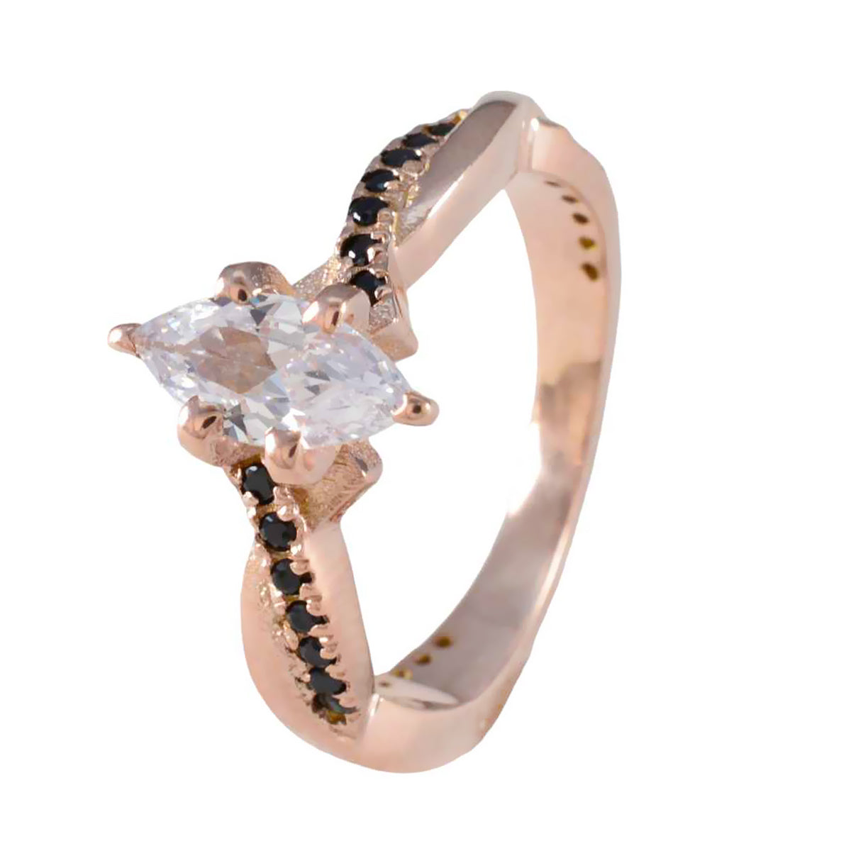 Anello d'amore sottile con alone di zirconi cubici in argento indiano e gemme blu Immagine secondaria del prodotto