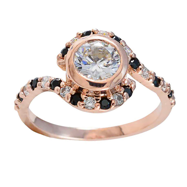 Blue Sapphire CZ Halo Indian Silver Blue Gems Delicate Glamorous Ring Jewelry