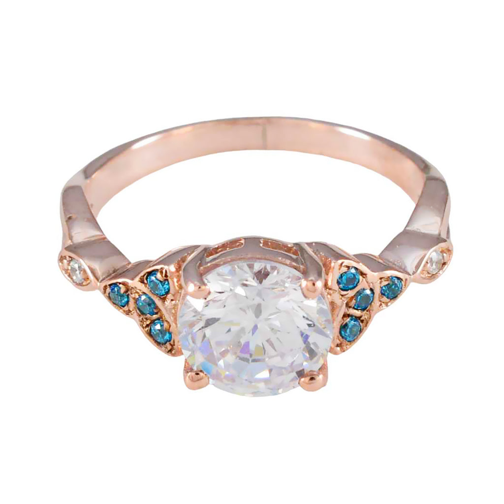 Blue Topaz CZ Halo Latin American 925 Sterling Silver Blue Gemstone Whisper thin wedding Ring Jewellery