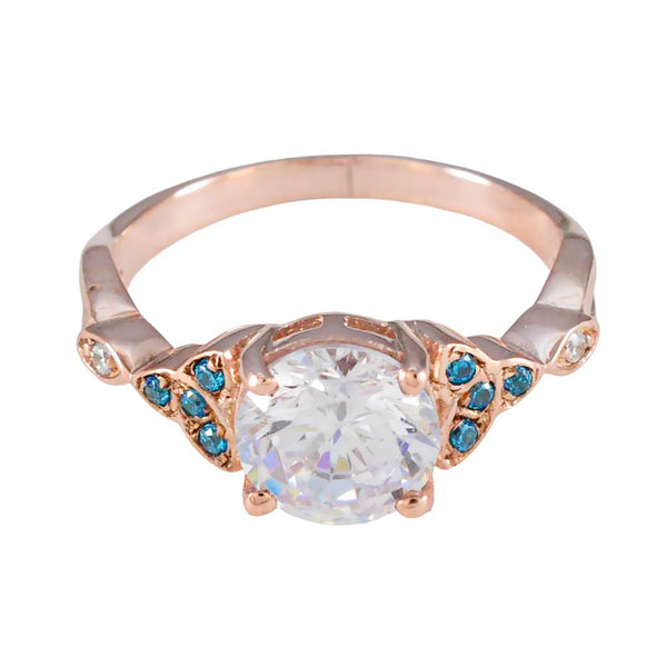 Blue Topaz CZ Halo Latin American 925 Sterling Silver Blue Gemstone Whisper thin wedding Ring Jewellery