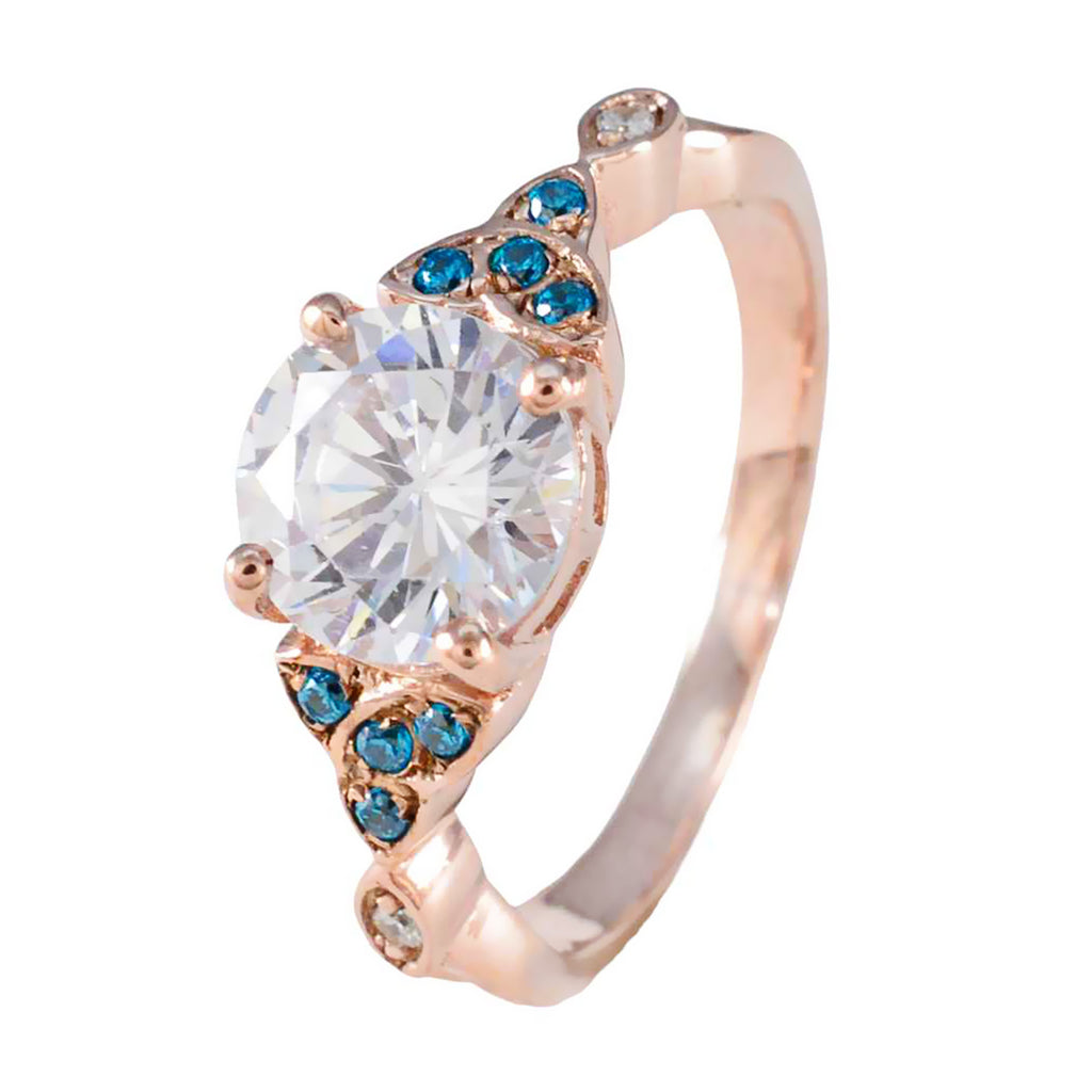 Blue Topaz CZ Halo Latin American 925 Sterling Silver Blue Gemstone Whisper thin wedding Ring Jewellery