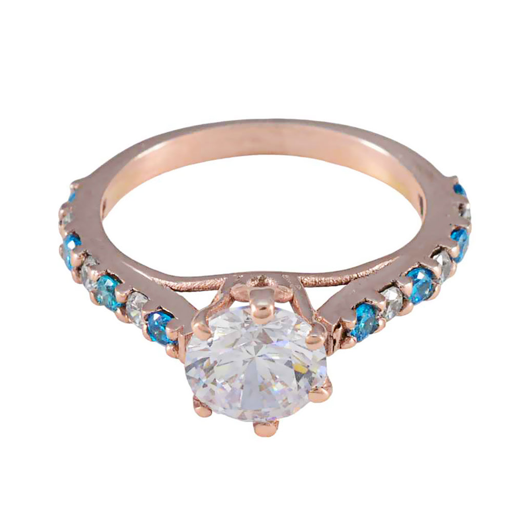 Blue Topaz CZ Halo Korean 925 Silver Blue Gemstone Delicate Modern Ring Jewelry