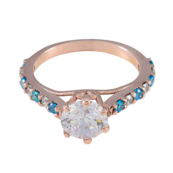 Blue Topaz CZ Halo Korean 925 Silver Blue Gemstone Delicate Modern Ring Jewelry