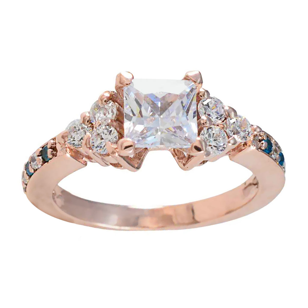 Blue Topaz CZ Halo Latin American 925 Silver Blue Gemstone Whisper thin Engagement Ring Jewellery