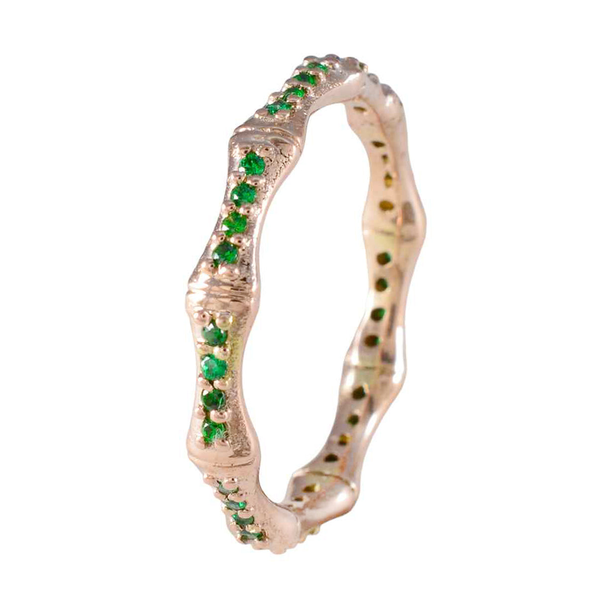 Emerald CZ multiple Latin American Sterling Silver Green Gemstones Delicate Eternity Band Jewellery