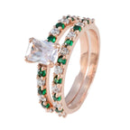Emerald CZ Halo American 925 Sterling Silver Green Gemstones Whisper thin Love Ring Jewellery