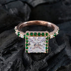 Emerald CZ Halo Korean 925 Sterling Silver Green Gems Whisper thin Romantic Ring Jewelry
