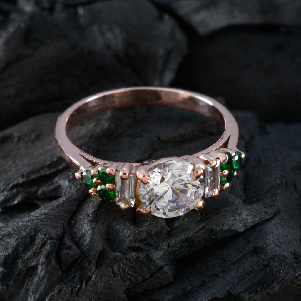 Emerald CZ Halo Korean Sterling Silver Green Gems Delicate Luxurious Ring Jewelry