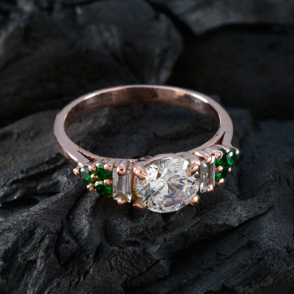 Emerald CZ Halo Korean Sterling Silver Green Gems Delicate Luxurious Ring Jewelry