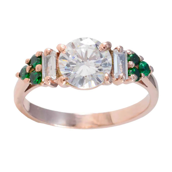Emerald CZ Halo Korean Sterling Silver Green Gems Delicate Luxurious Ring Jewelry