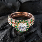 Emerald CZ Halo Korean 925 Sterling Silver Green Gemstones Dainty propsel Ring Jewelry