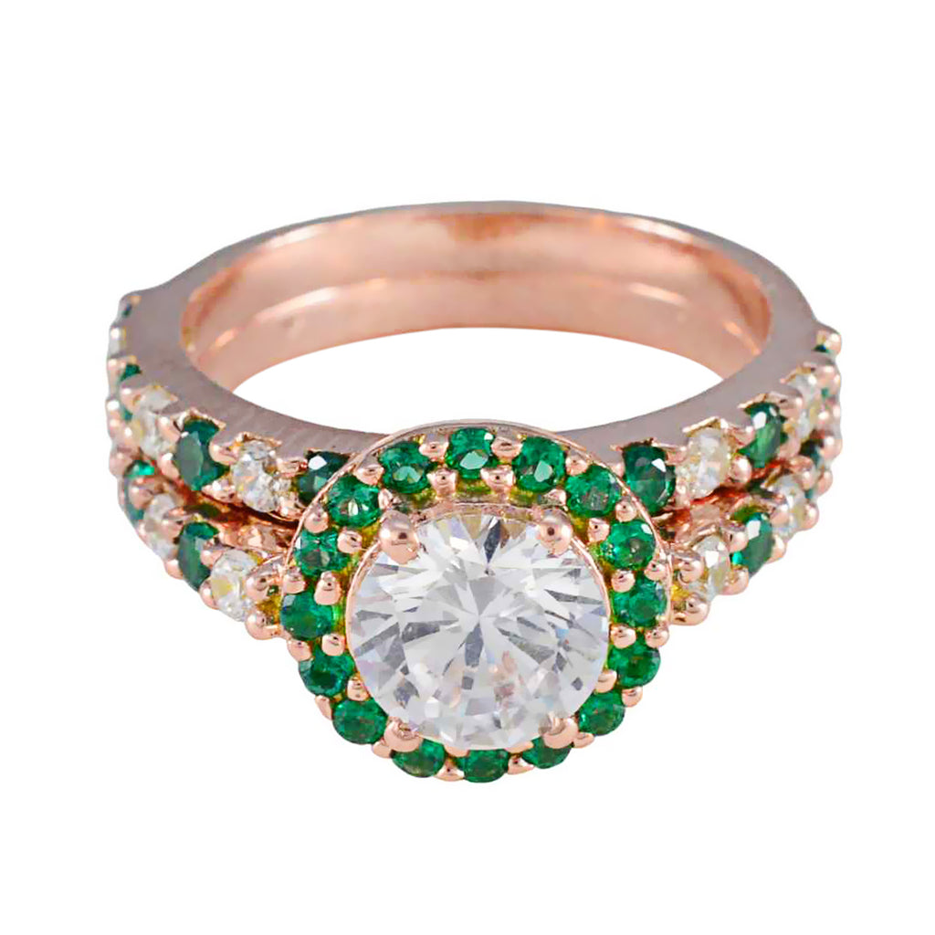 Smaragd CZ Halo Koreanisch 925 Sterling Silber Grüne Edelsteine Zierlicher Propsel Ring Schmuck