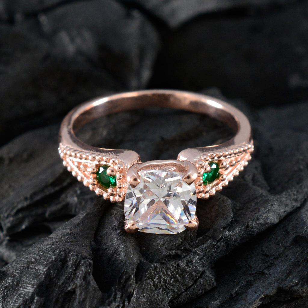 Emerald CZ Trilogy Korean 92.5 Silver Green Gems Whisper thin Promise Ring Jewelry