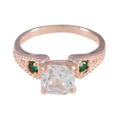 Emerald CZ Trilogy Korean 92.5 Silver Green Gems Whisper thin Promise Ring Jewelry