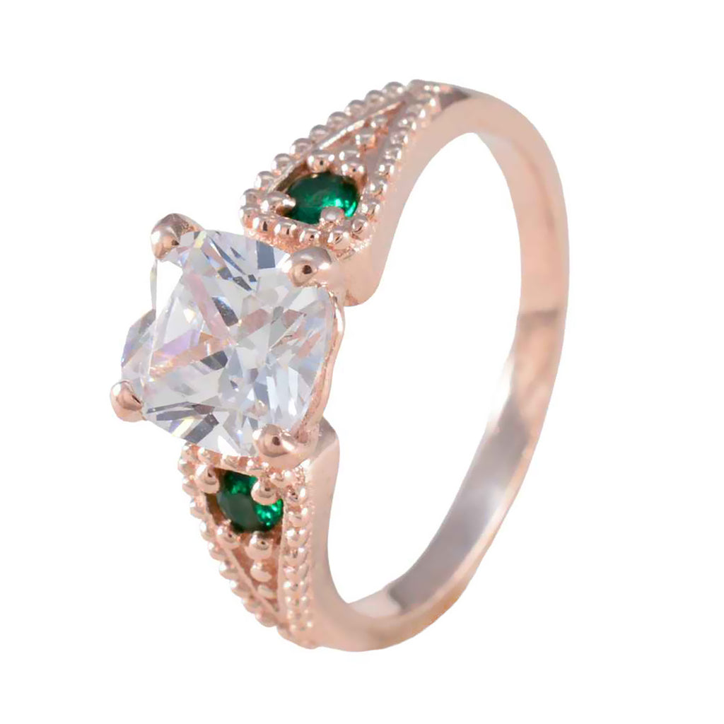 Emerald CZ Trilogy Korean 92.5 Silver Green Gems Whisper thin Promise Ring Jewelry