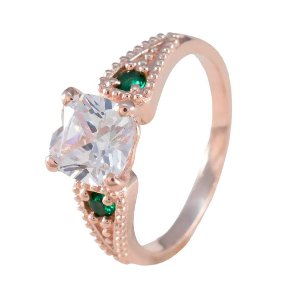 Emerald CZ Trilogy Korean 92.5 Silver Green Gems Whisper thin Promise Ring Jewelry