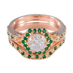 Emerald CZ Halo American Silver Green Gems Minimal Romantic Ring Jewellery