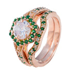 Emerald CZ Halo American Silver Green Gems Minimal Romantic Ring Jewellery