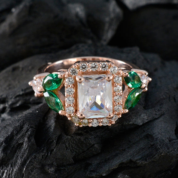 Emerald CZ Halo American 92.5 Silver Green Gemstones Slim valentine Ring Jewellery