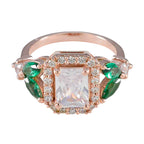 Emerald CZ Halo American 92.5 Silver Green Gemstones Slim valentine Ring Jewellery